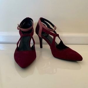 Merlot-Colored Suede Impo Heels - 6.5 - 3in heel